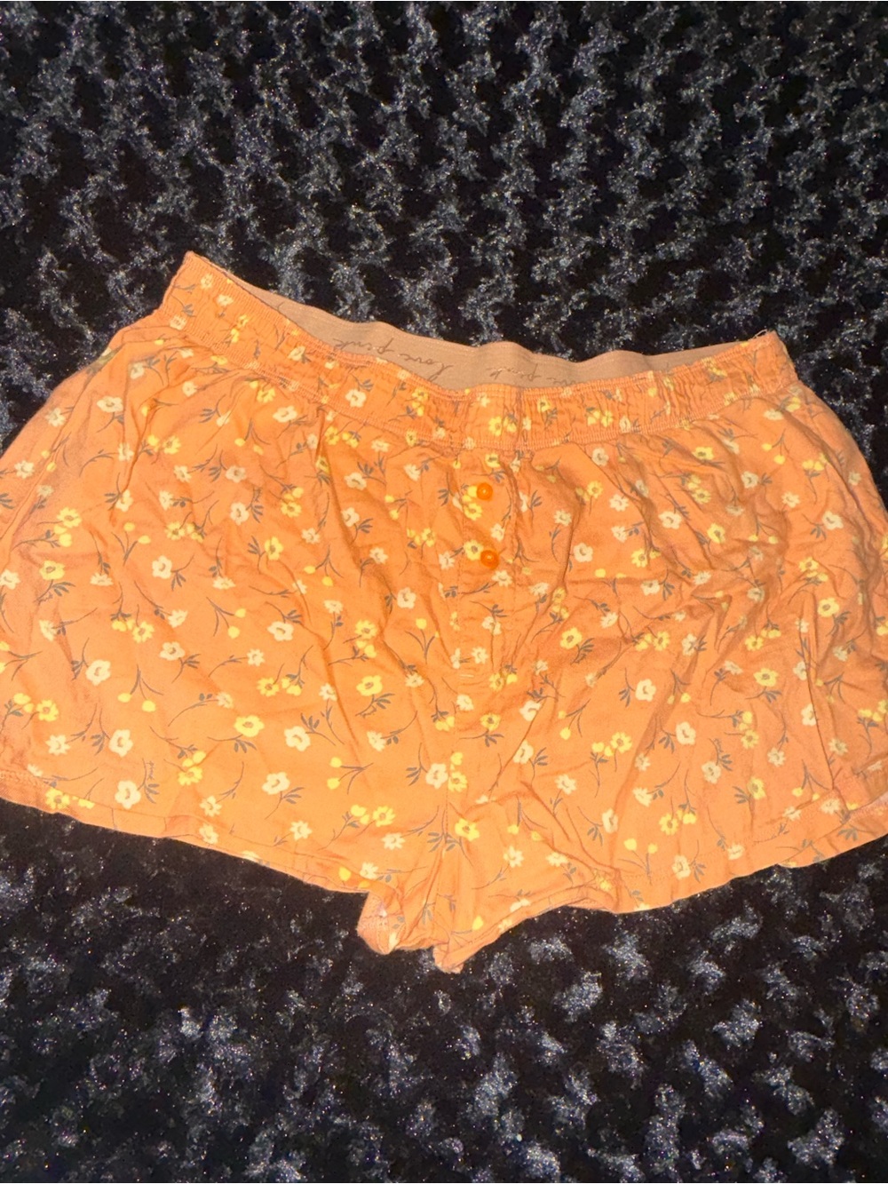 Vs Pink Orange Floral Women's Sleep Shorts